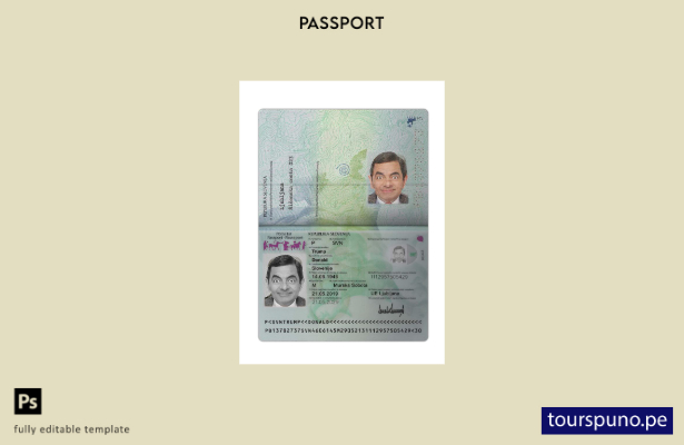 listo para imprimir la plantilla actual del pasaporte de Eslovenia